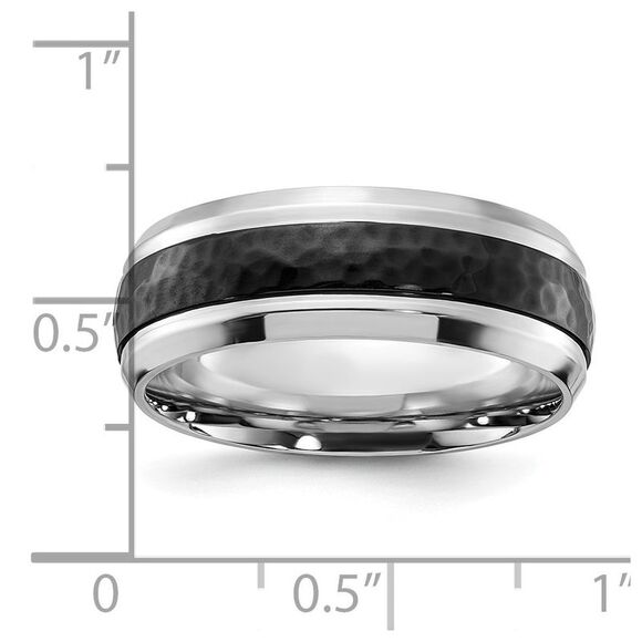 Chisel Cobalt Polished with Hammered Black IP-plated Center 8mm Band - Picture 4 of 9